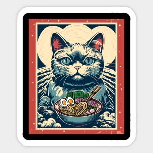 Retro Japanese Kawaii Anime Ramen Men Kids Women Cat Ramen Sticker